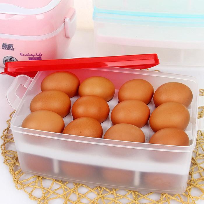 Hộp Đựng Trứng 24 Quả 2 Tầng Siêu Tiện Lợi