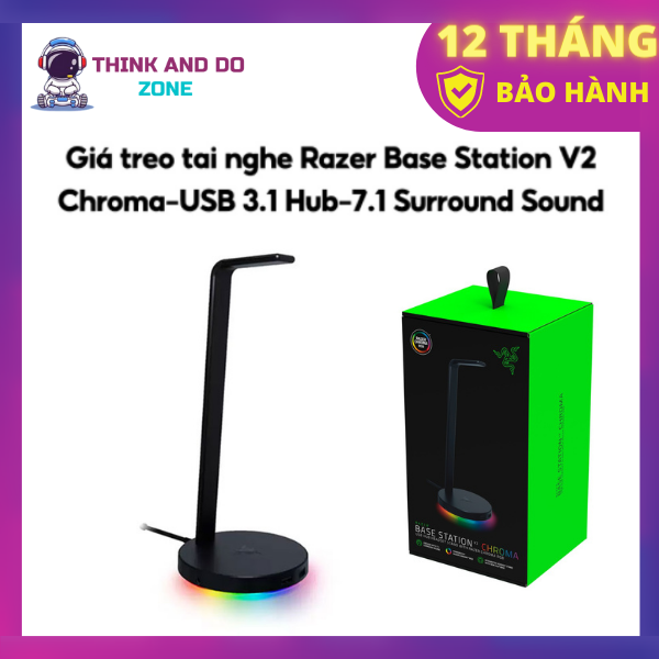 Giá treo tai nghe Razer Base Station V2 Chroma-USB 3.1 Hub-7.1 Surround Sound_RC21-01510100-R3M1-HÀNG CHÍNH HÃNG