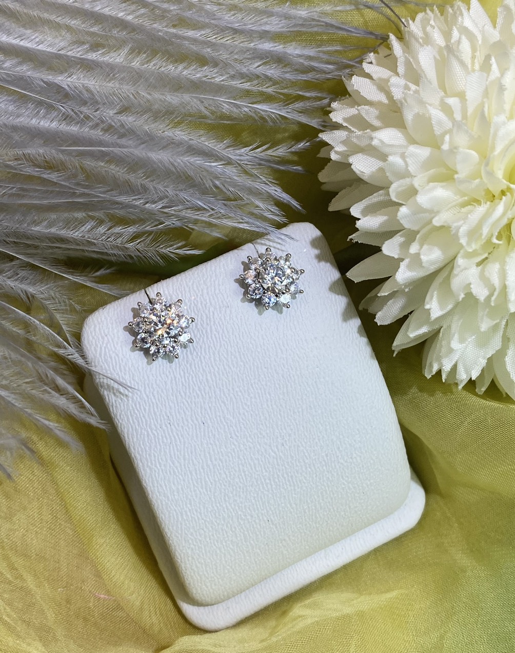 Hoa tai Bạc 925 xi Kim viên chủ Kim Cương nhân tạo Moissanite hạt 0.5carat (5.0mm-  E06.1.7.7