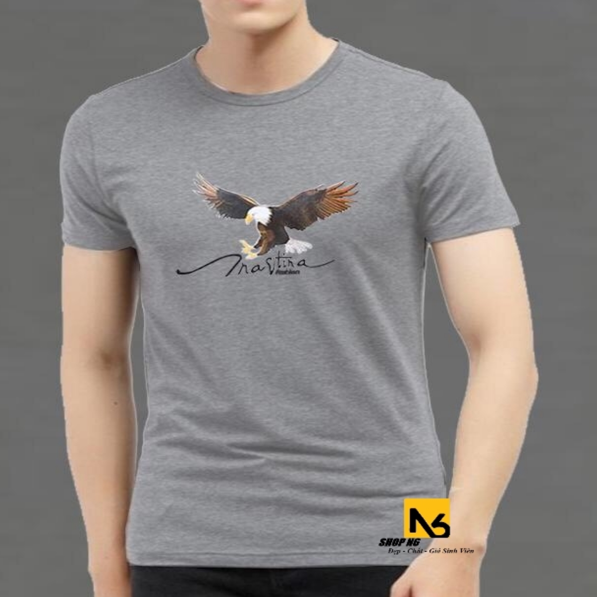 Áo Thun Nam Cotton Cổ Tròn Hình 3D Eagle Cao Cấp ShopN6 - AT06