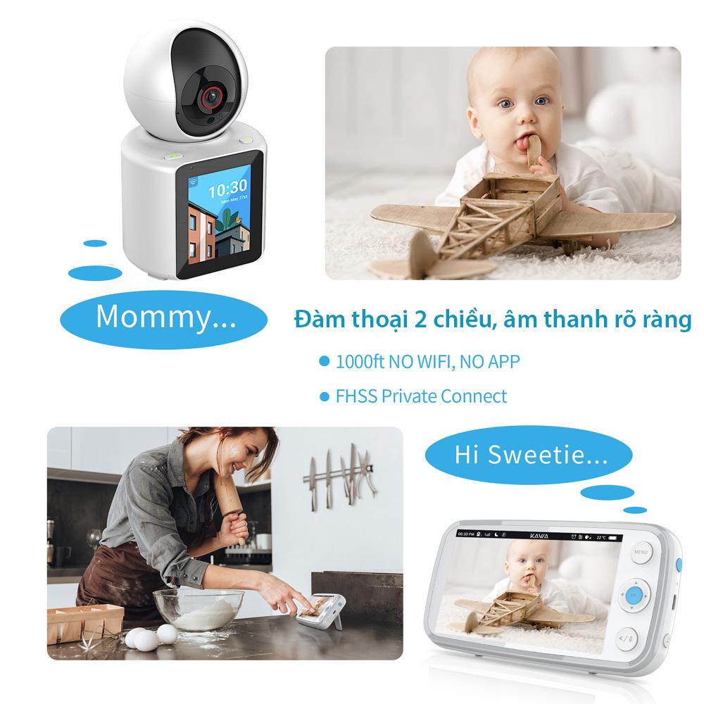 (Lỗi 1 đổi 1) Camera gọi Video 2 chiều Với màn hình IPS 2.8 inch, Phát hiện chuyển động, phát hiện tiếng khóc- Hàng chính hãng