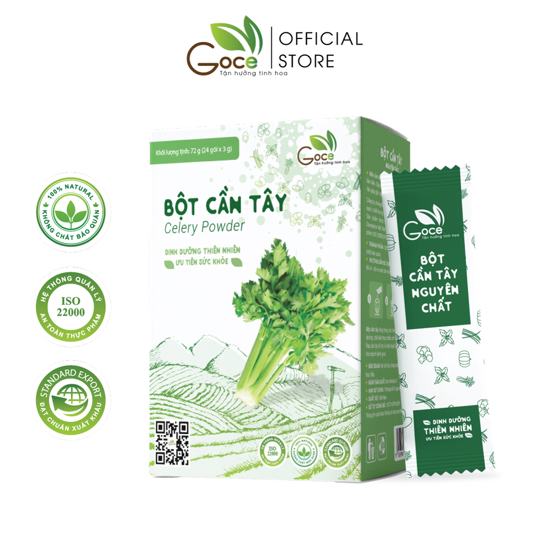 Bột cần tây nguyên chất Goce - 72g (24 gói x 3g) - Tan mỡ giảm cân