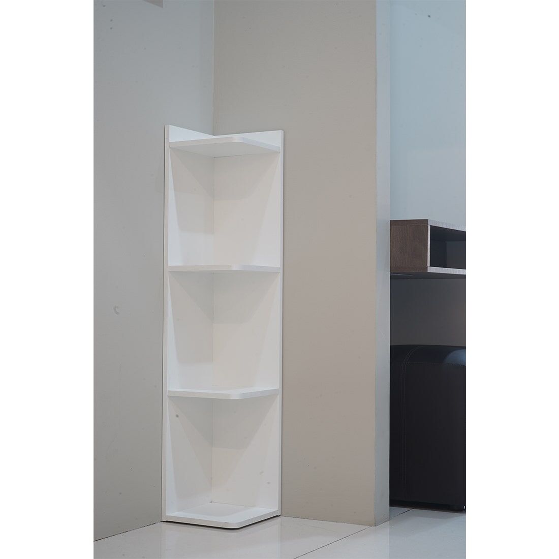 SB Furniture, Looms, Claire Corner Shelf, White Color, W25xD25xH113 cm.