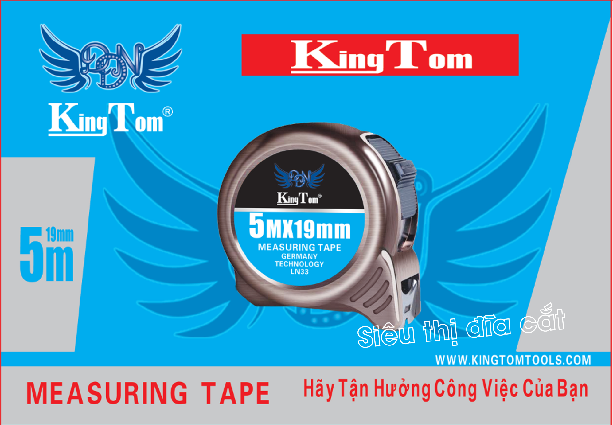 Thước Đặc Biệt 2 Mặt KingTom (Đồng) TKT- LN33-5M - Kéo Rút Trơn Tru