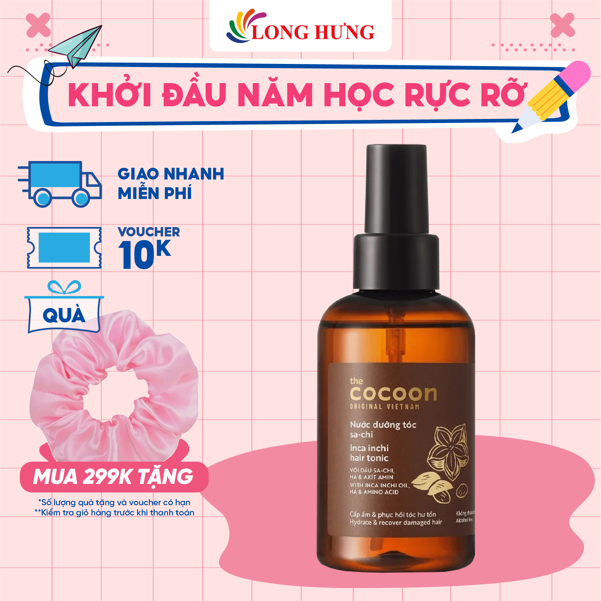 Nước dưỡng tóc Sa-chi Cocoon giúp cấp ẩm và phục hồi tóc hư tổn (140ml) - Hàng chính hãng