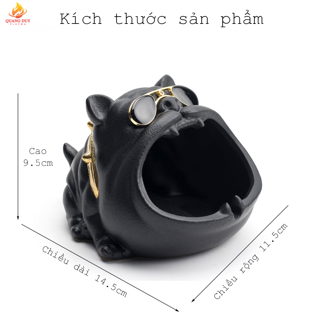 Gạt tàn thuốc la hình Bulldog gốm xứ siêu dễ thương trang trí phòng khách độc lạ