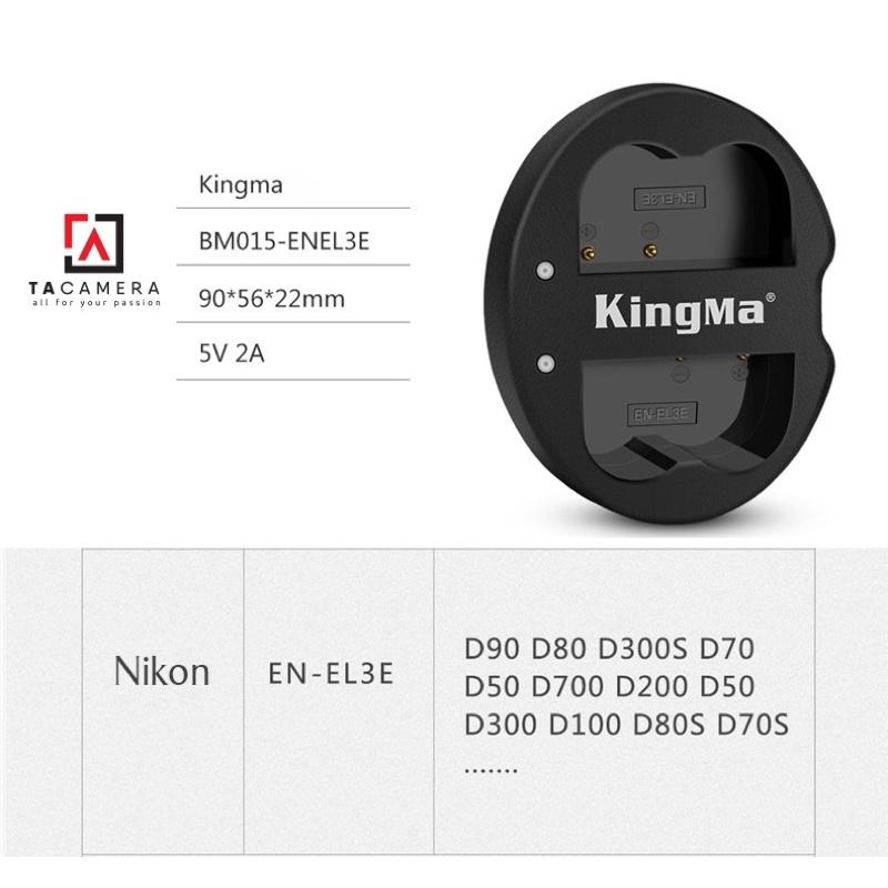 Pin - Sạc Đôi KingMa Cổng USB Cho Nikon EN-EL3e+ - Hàng Chính Hãng