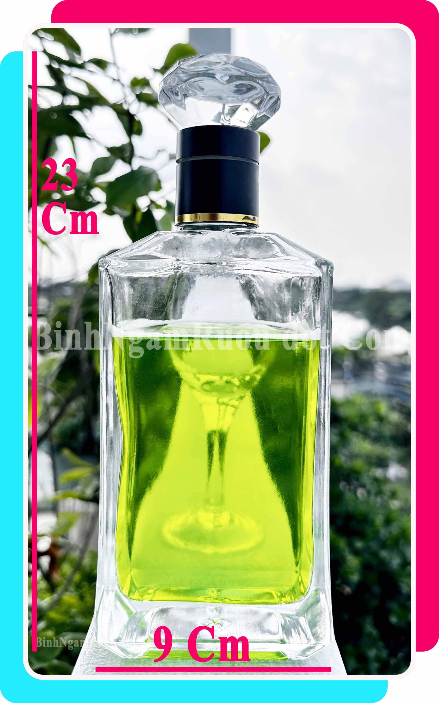 [Mua 7Tặng 1 ] C24 Chai Đựng Rượu Thủy Tinh Vuông 500ml - Đẹp Cao Cấp - Nắp Kim Cương Kín Thủy Tinh Trong - Tặng Biếu Sang Trọng