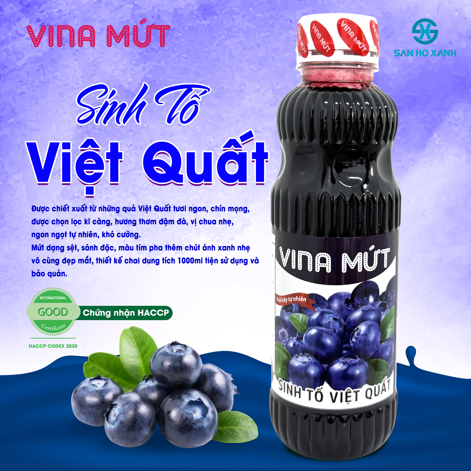 Sinh Tố VINA MỨT 1000ml - 10 Vị Trái Cây Tươi Tự Nhiên