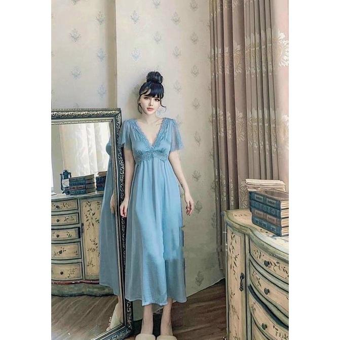 Đầm ngủ lụa dáng dài cánh tiên sang trọng
