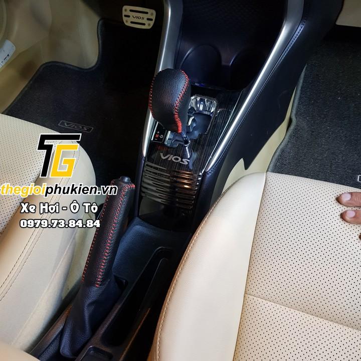 Bọc da tay nắm cần số, phanh tay Toyota Vios 2019-2021