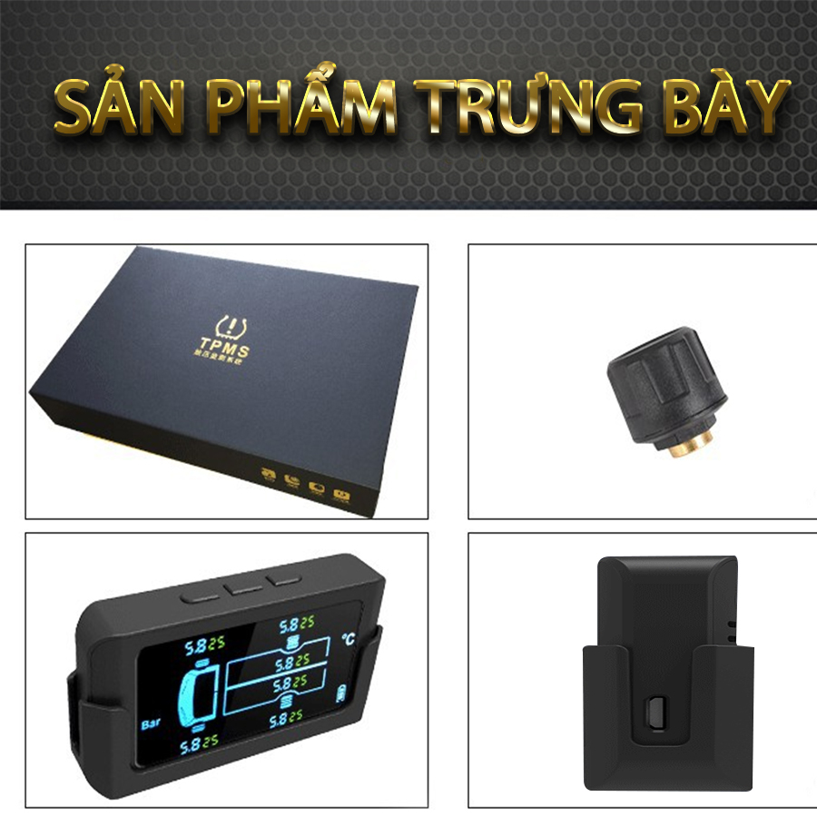 Bộ cảm biến áp suất lốp xe tải xe khách 6 bánh 9Bar kết nối không dây Pin mặt trời CAR365 Chính Hãng