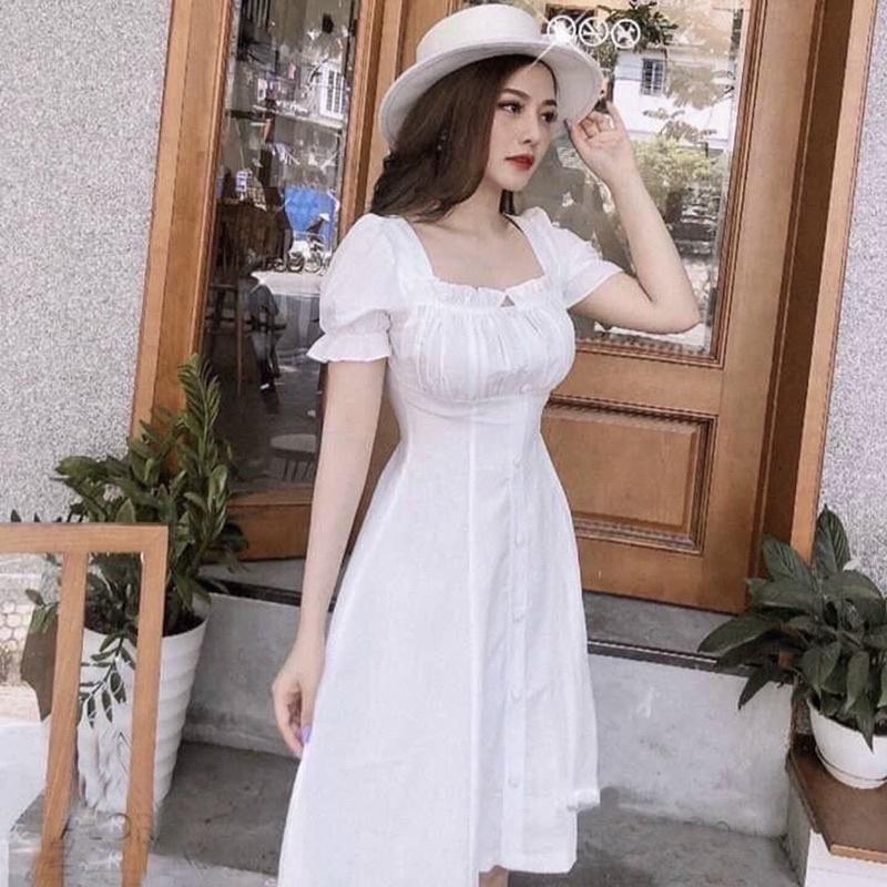 Đầm tay bo nhúng ngực 3 màu dễ thương