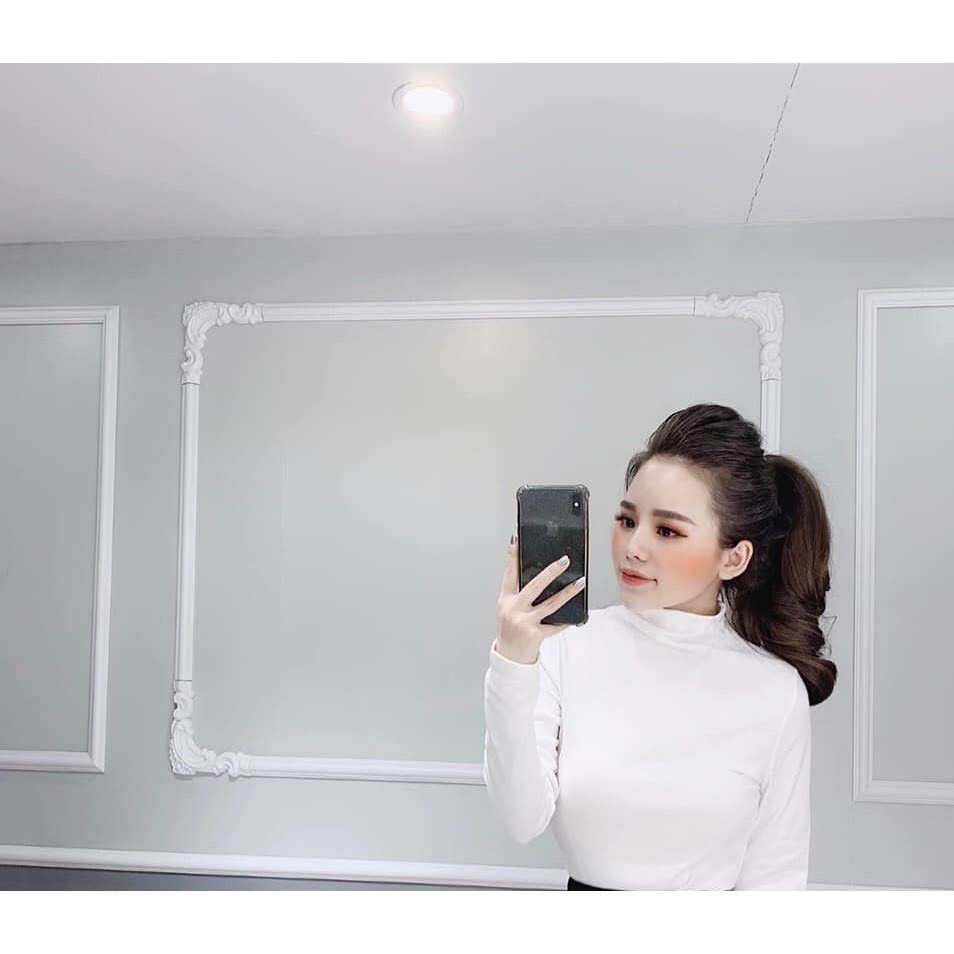 Áo Giữ Nhiệt Cổ 3 Phân Co Giãn 4 Chiều, Áo Giữ Nhiệt Body Nữ - TRẮNG