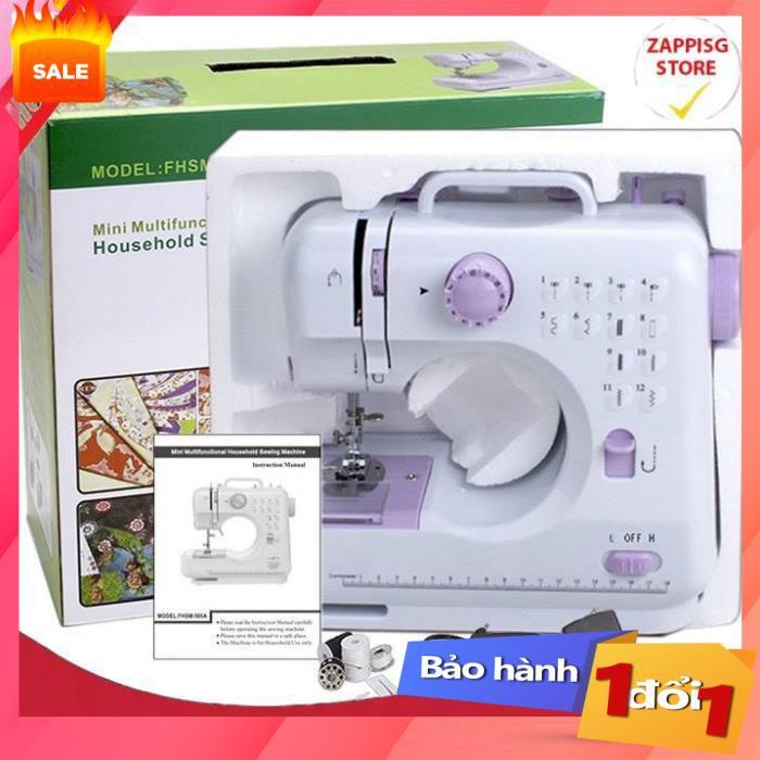 ️ Máy May Mini Gia Đình FHSM505 12 Kiểu May, Có Vắt Sổ