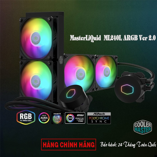 Quạt tản nhiệt Nước CPU Cooler Master Liquid CM-ML 240L Core ARGB - Hàng Chính Hãng