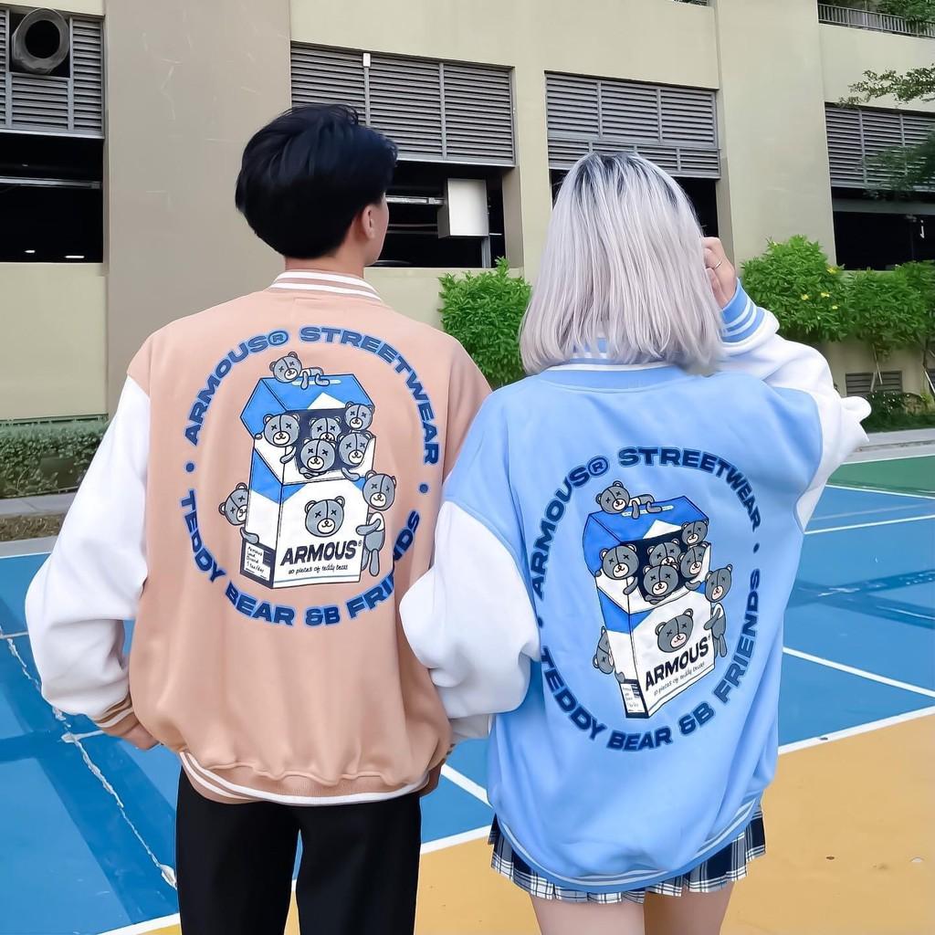 Áo Khoác Nỉ Bông Cardigan Unisex Nam Nữ Form Rộng | in Gấu Armous TEDDY Ulzzang