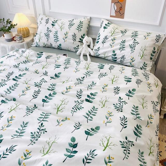 Set Chăn Ga Gối Cotton Living Hàng Nhập Khẩu Cao Cấp Màu Giải Nhiệt Mùa Hè