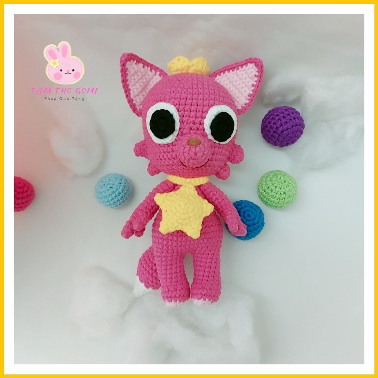 Thú len nhồi bông handmade - Pinkfong - An toàn cho bé
