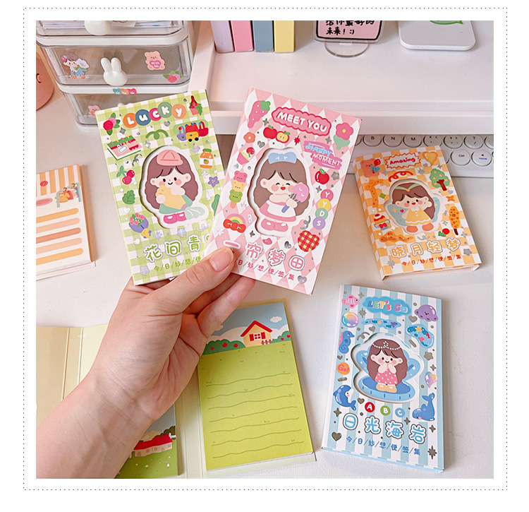 Set quyển giấy note ghi chú phong cách mới dễ thương bé gái cute có kèm sticker