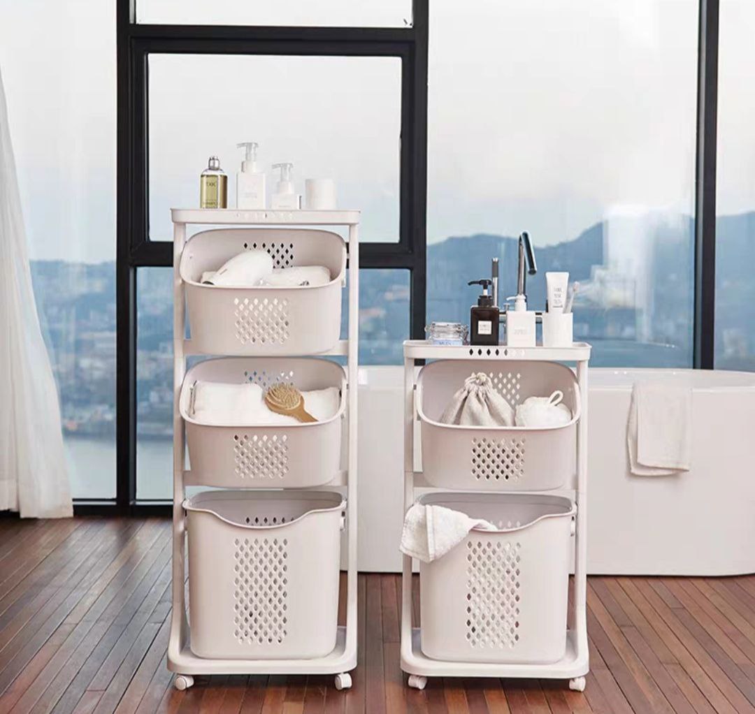 Kệ giỏ đựng đồ đa năng 2 T / 3 Tầng có bánh xe tiện lợi cao cấp