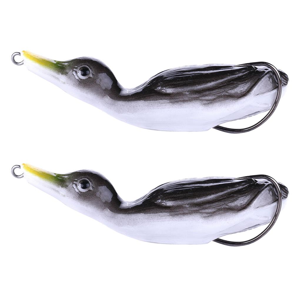2pcs Floating Duck Lure 10.5cm Bass Bait Fishing Tackle Black