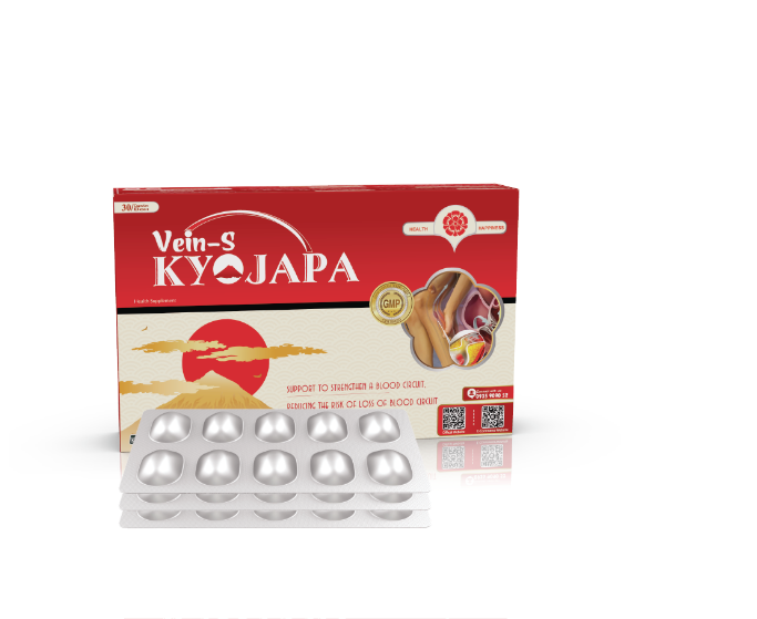 Viên uống bảo vệ thành mạch Vein - S Kyojapa giúp tăng độ bền tĩnh mạch, ngăn ngừa xơ vữa động mạch, tốt cho người bệnh trĩ- Hộp 30 viên