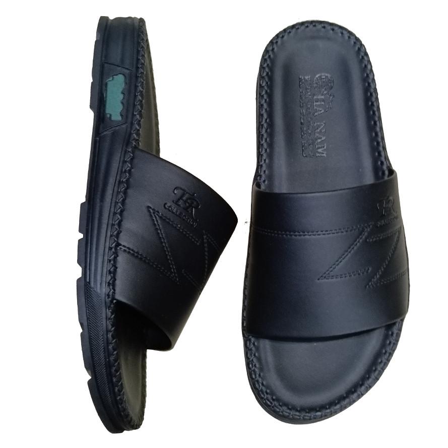 Dép Nam Quai Ngang Da Bò Thật TiTi ĐÔ Đã May Viền Chân Quai Chắc Chắn DNA220