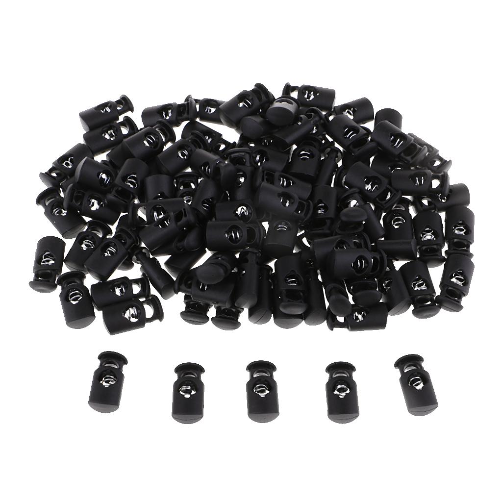 100 Cái Nhựa đen Toggle Spring Clasp Dừng Dây Lỗ đơn