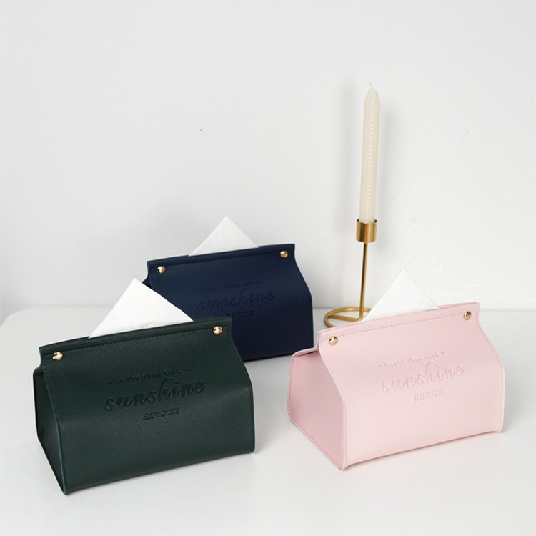 Nordic Color Tissue Box PU Leather Napkin Cover Case Home Car Tissue Bag Pouch