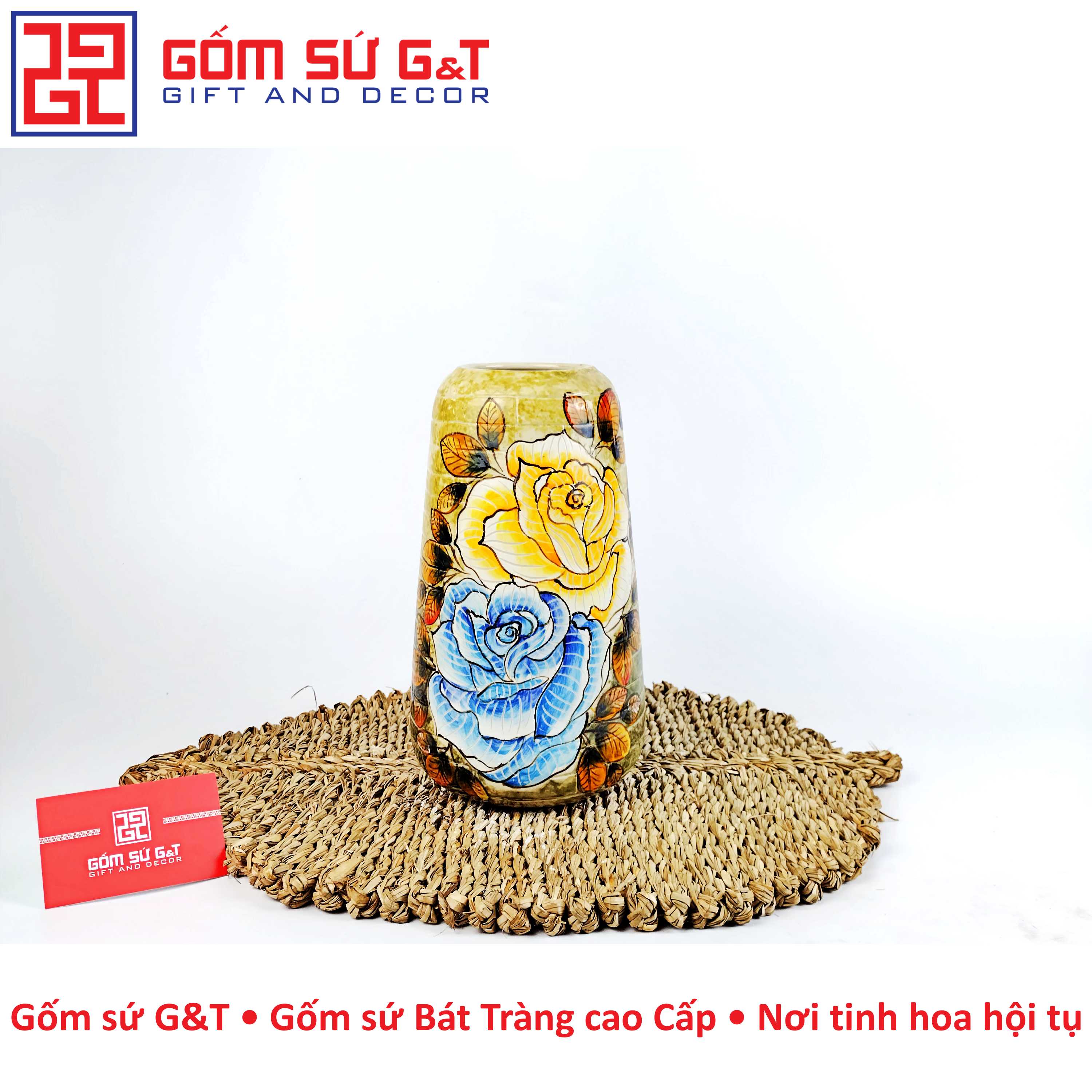 Lọ hoa dáng đu đủ nhị hồng Gốm Sứ G&amp;T