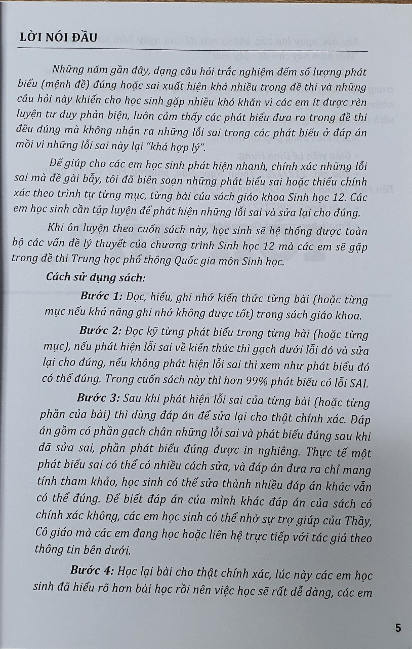 Sách giải quyết nhanh các lổi lý thuyết thường gặp trong sinh học 12 ( HA)