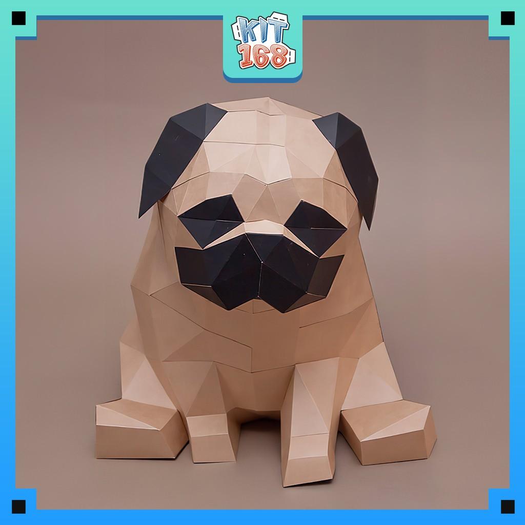 Mô hình giấy Động vật Chó Pug ngồi