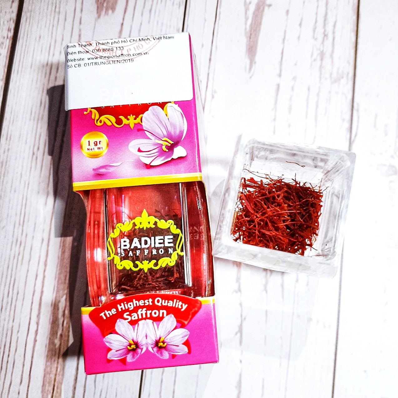 Nhụy Hoa Nghệ Tây Saffron Chính Ngạch Iran, loại super negin hộp 1gram thương hiệu Badiee giúp đẹp da, ngủ ngon, tốt cho tim mạch - Hàng chính hãng