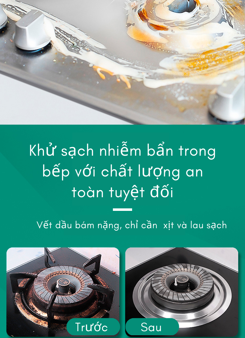 Chai xịt tẩy dầu mỡ bám bẩn nặng William Weir cao cấp, làm sạch bếp gas, máy hút mùi, tường bếp, mui xe, tường gạch