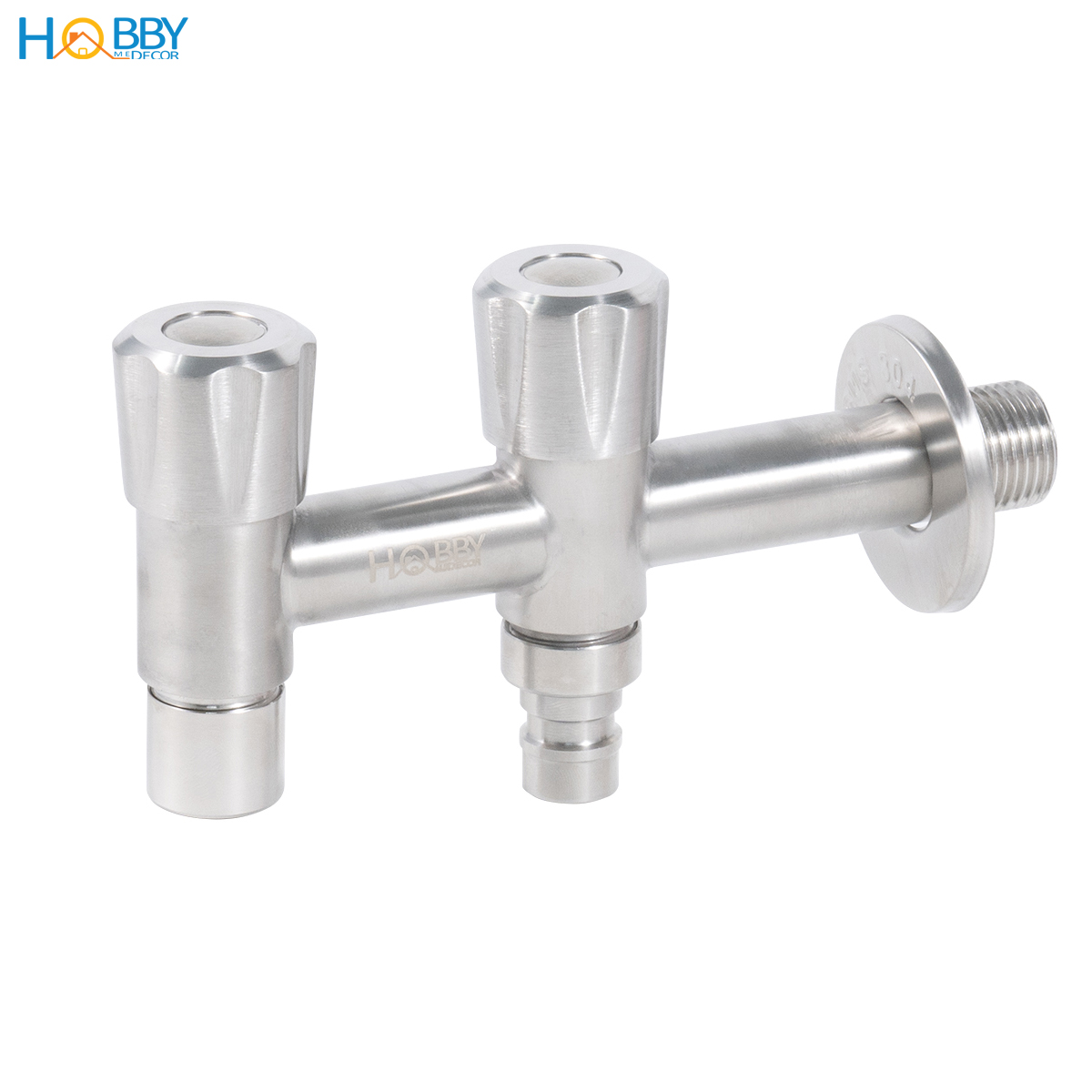 Vòi nước 2 đầu xả vặn đa năng inox 304 ren 21 Hobby home decor VIN4