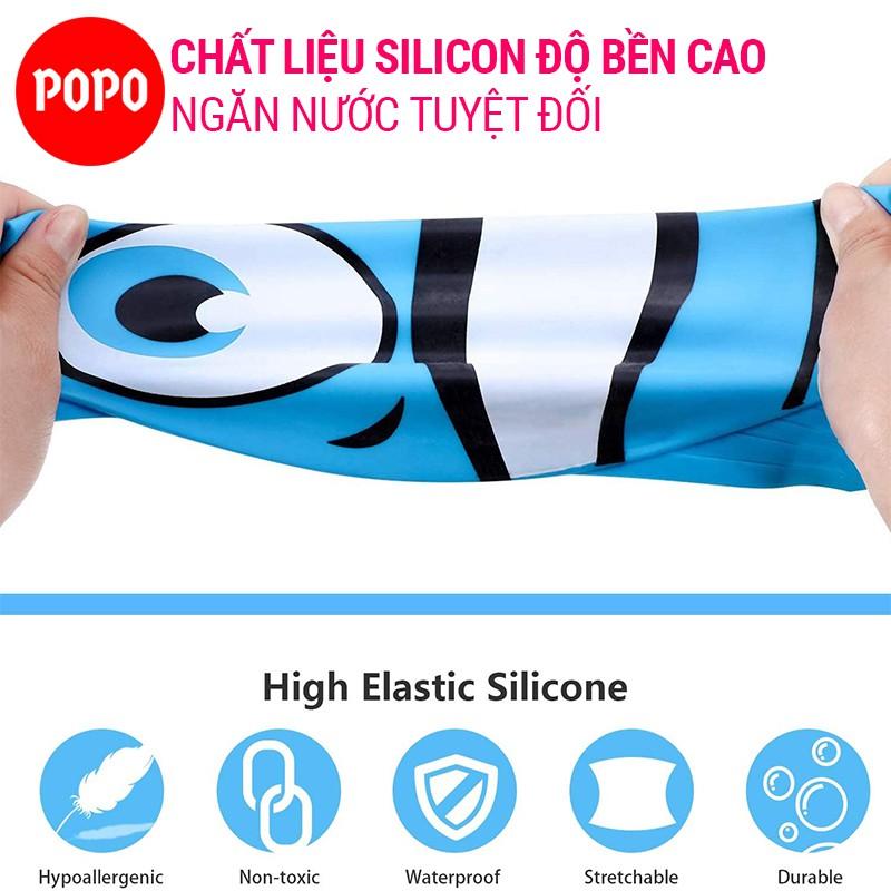 Nón bơi trẻ em hình ngộ nghĩnh POPO chất liệu mũ bơi silicone an toàn, cảm giác mềm mại khi đội cho bé