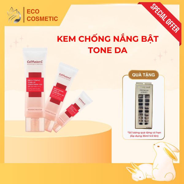 KEM CHỐNG NẮNG DƯỠNG TRẮNG NÂNG TONE CELL FUSION C BRIGHTENING TONE UP 100 SPF50+/ PA