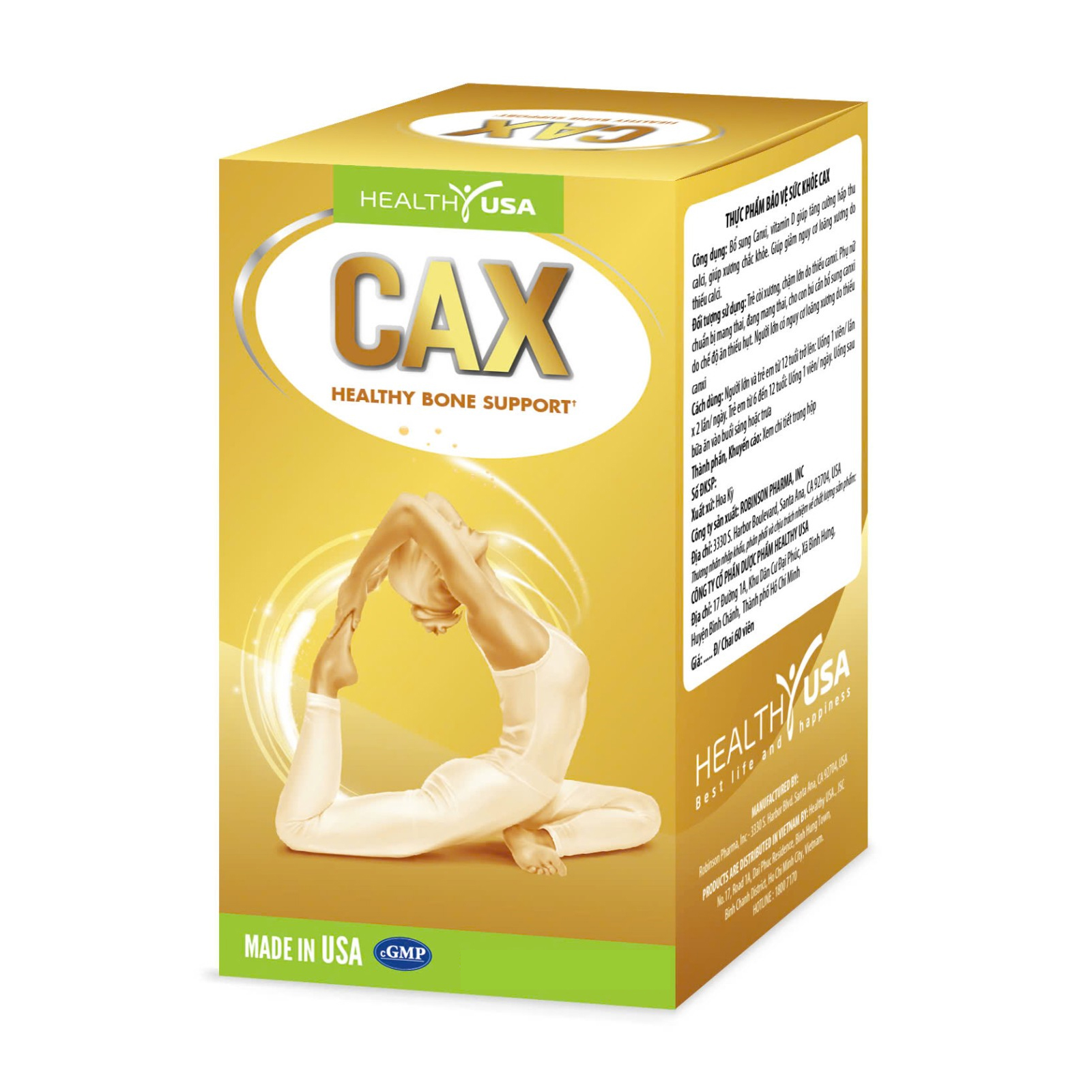 Viên uống CAX HEALTHYUSA Bổ sung Calci, Vitamin D, Giúp giảm nguy cơ loãng xương do thiếu Calci