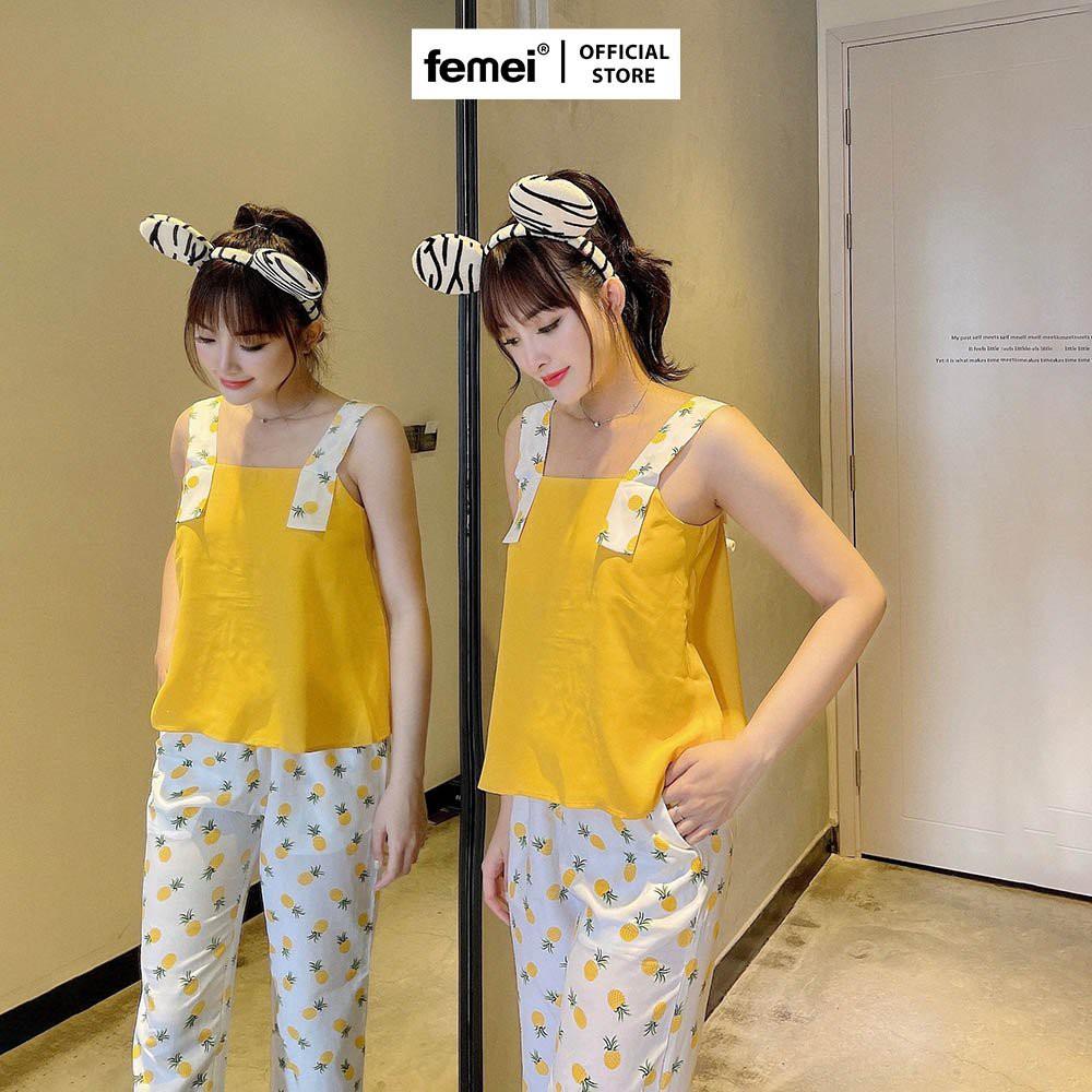 FEMEI - Đồ bộ mặc nhà áo 2 dây 5cm quần dài BDP005