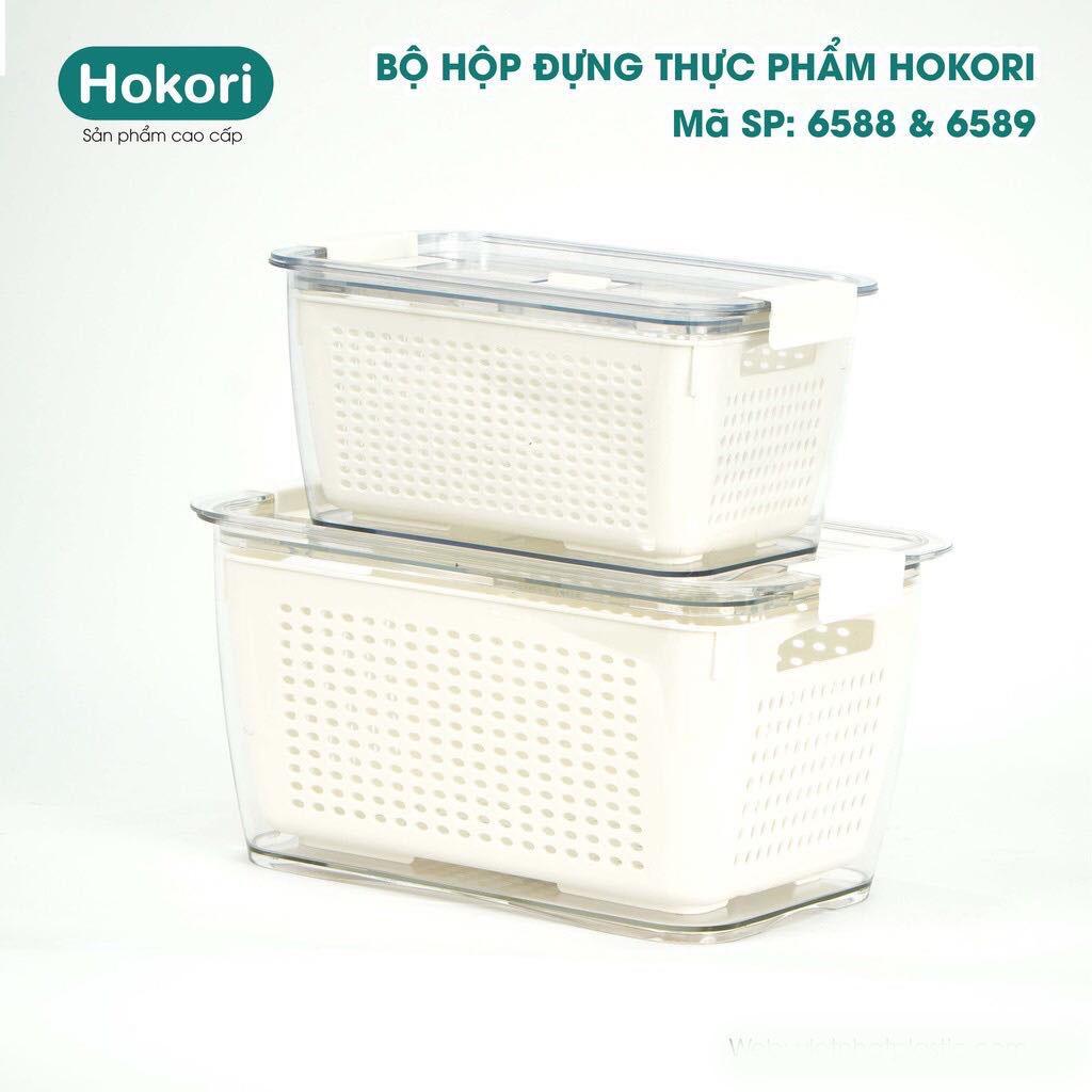 Hộp đựng thực phẩm Hokori cao cấp 6588+6589 ,Hộp nhựa Việt Nhật có khóa thoát khí, có lỗ thoát nước