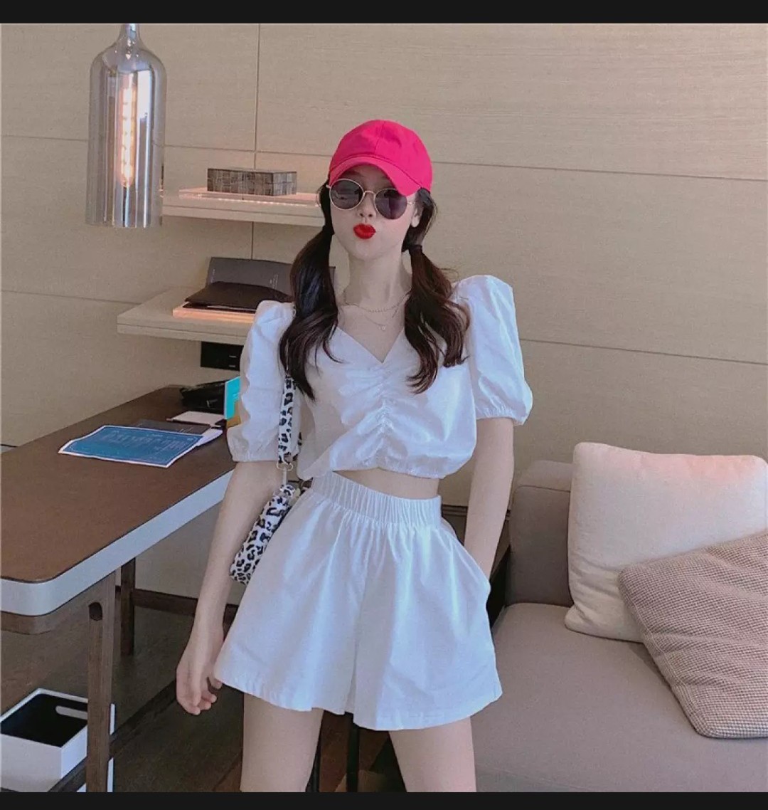 Set Bộ Áo Croptop Freesize Phong Cách Hàn Quốc
