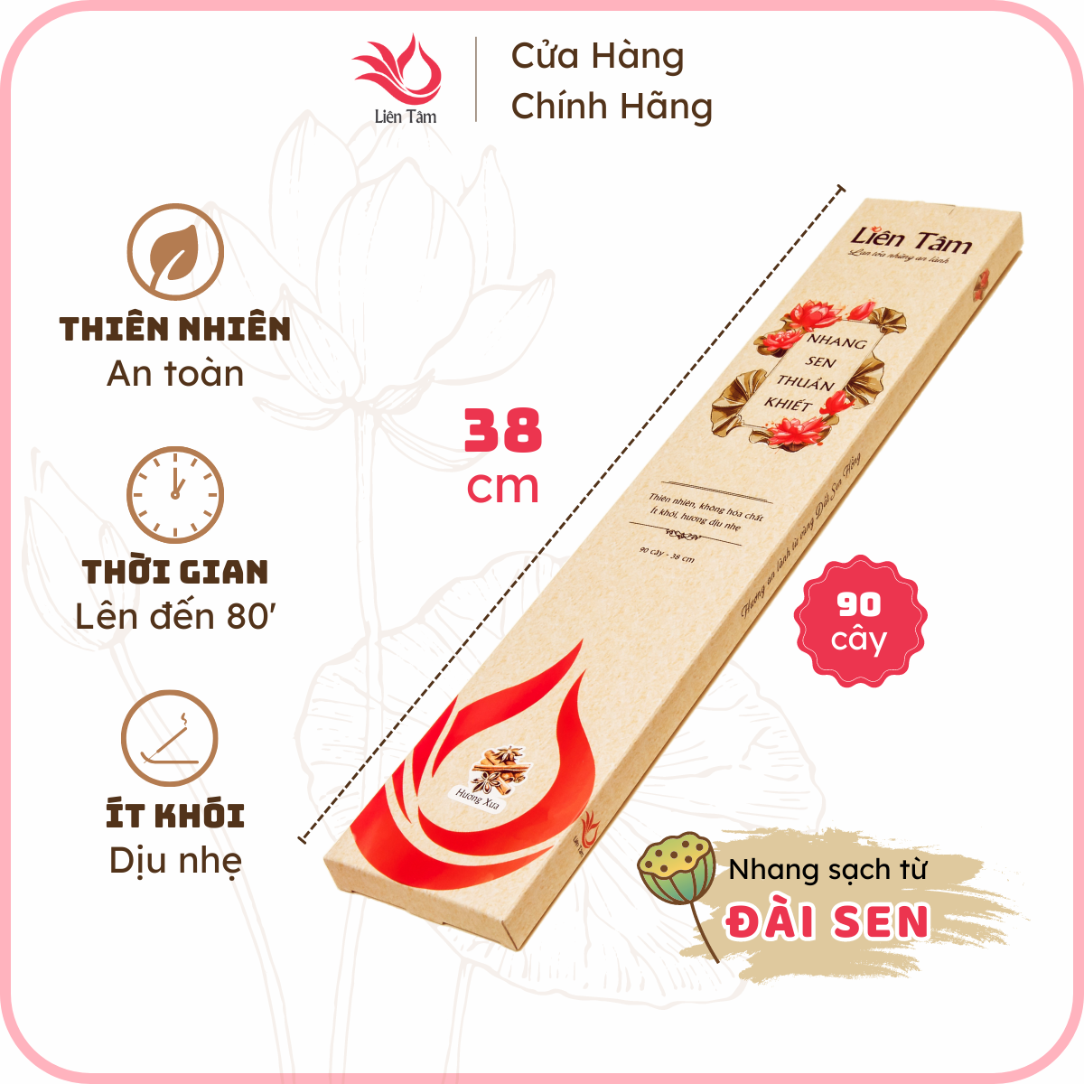Nhang Trầm Hương Liên Tâm - Nhang sạch nhang xanh - nhang chung cư, ít khói, dịu nhẹ - Nhiều độ dài
