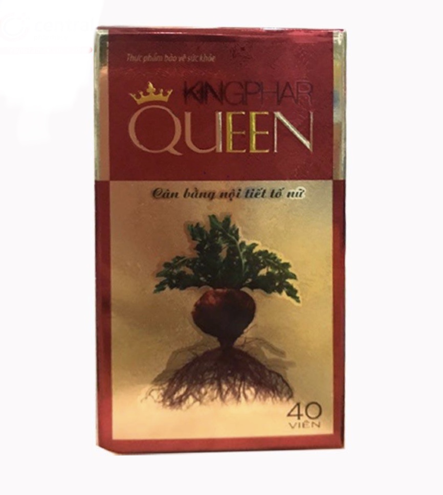 Viên uống Kingphar Queen, hộp 40v, cân bằng nội tiết tố nữ, giảm bốc hoả, chống lão hoá