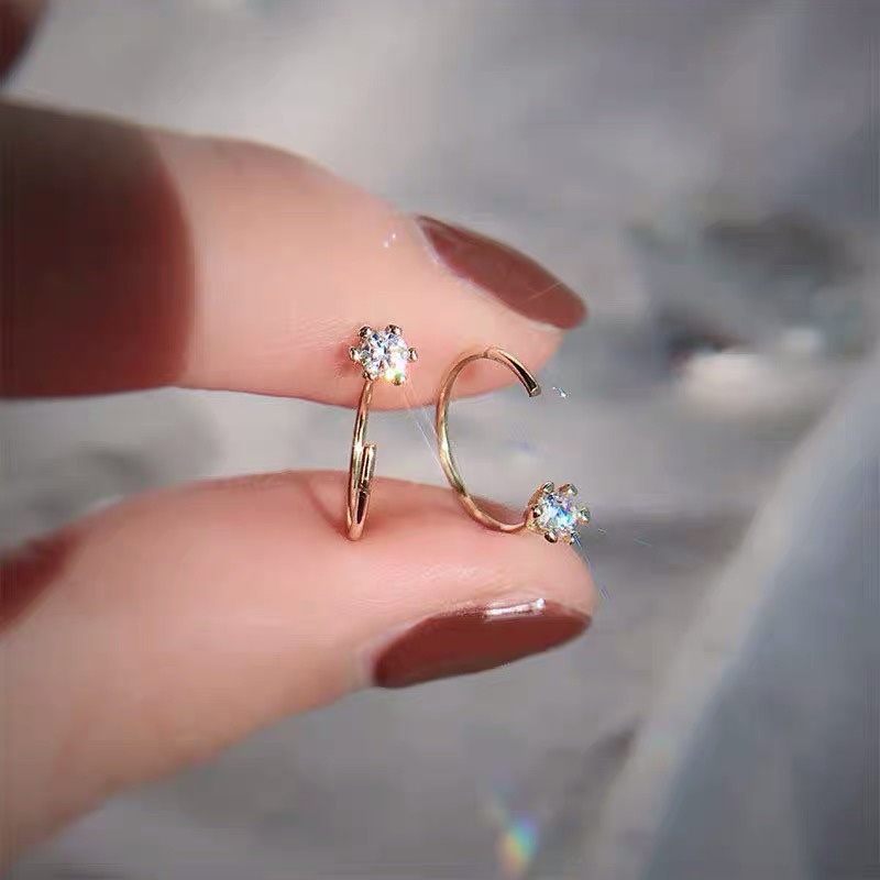 Khuyên tai móc tai đính đá đơn giản