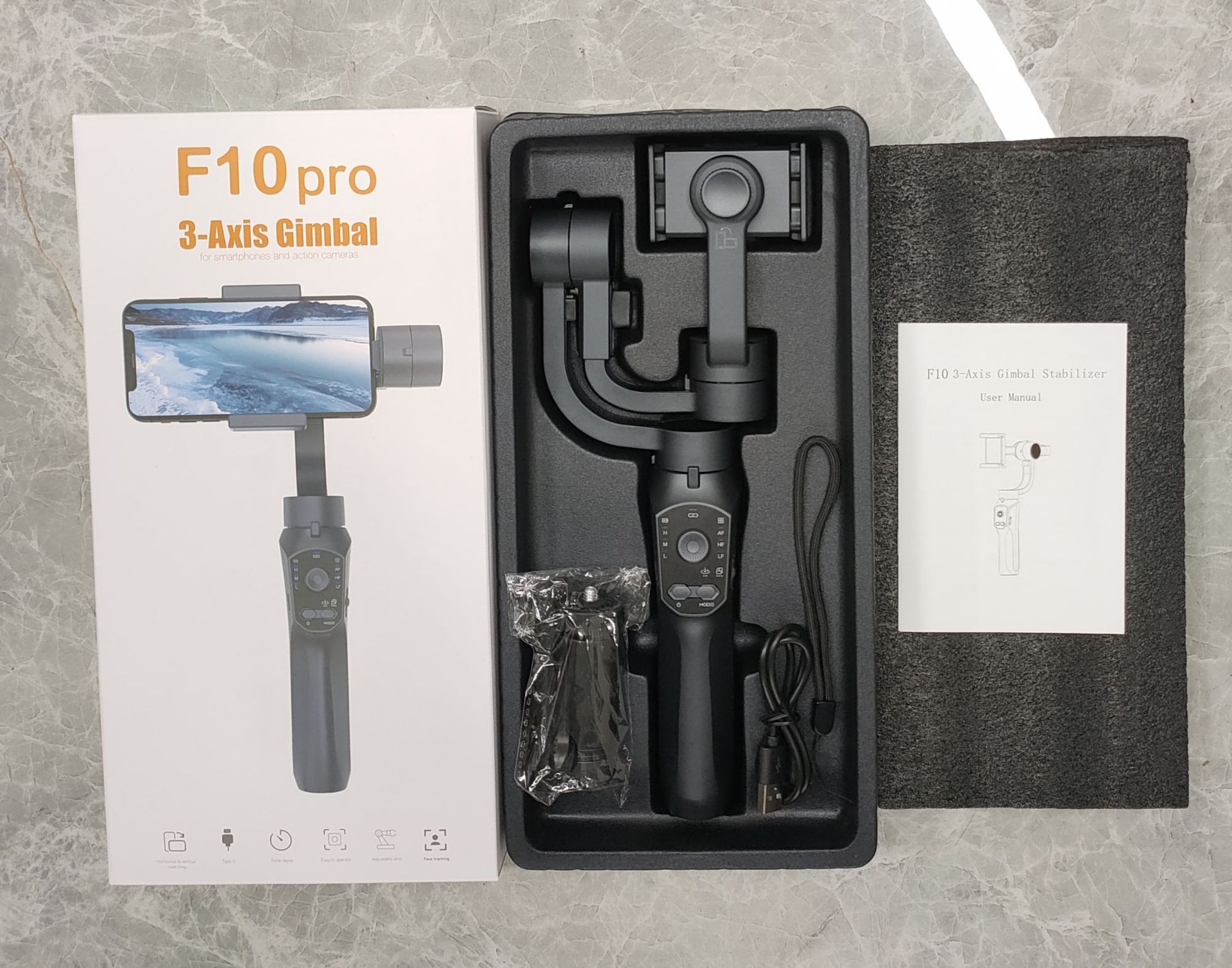 Gậy Chống Rung F10 Pro 3-Axis Gimbal Tích Hợp Sạc Dự Phòng - Home and Garden