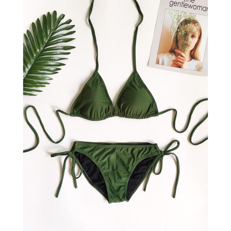 Bikini 2 mảnh basic màu xanh rêu