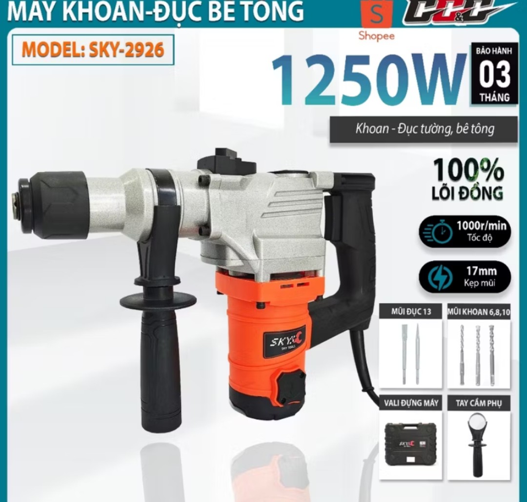 MÁY KHOAN ĐỤC BÊ TÔNG SIÊU MẠNH MẪU MỚI