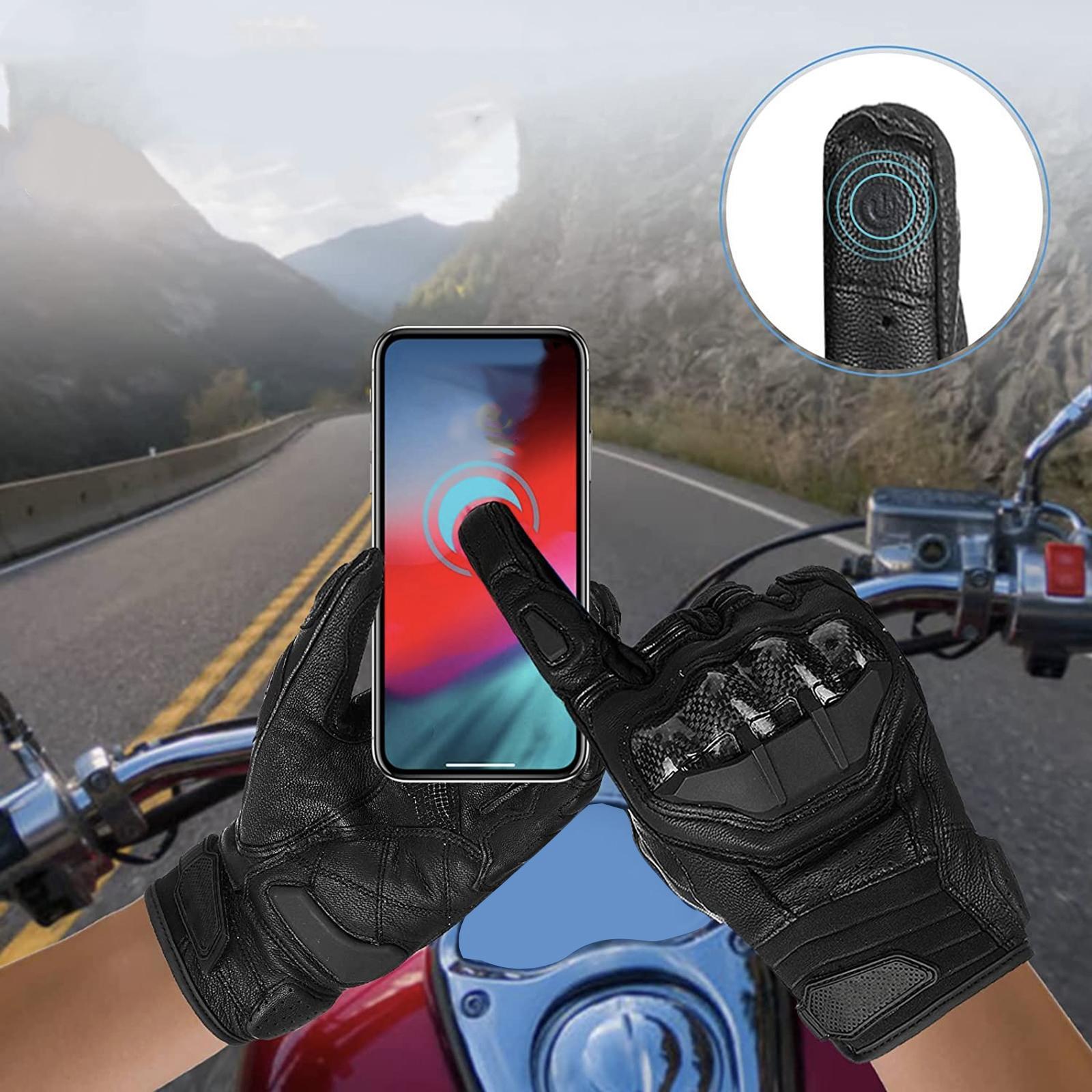 Premium PU Leather Motorcycle Gloves Touchscreen for Driving