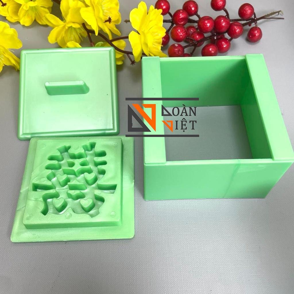 Khuôn VUÔNG nhấn Xôi Hình Hoa Hồng, Sen , Phước, Lộc, Thọ, Hỷ 9cm -3D SIÊU SẮC NÉT - Bí quyết làm bánh SIÊU ĐẸP, NHANH v